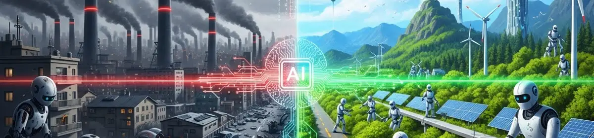 Artificial Intelligence as both cause and solution to environmental impact.