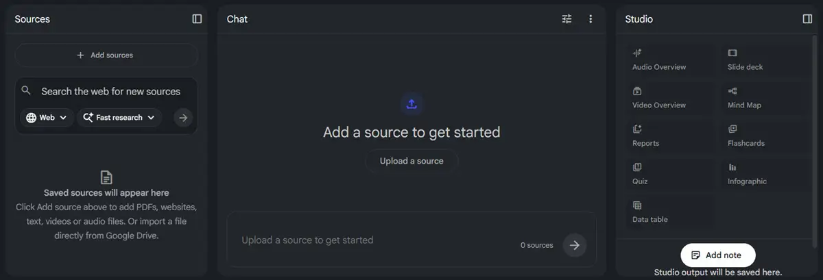 How to use NotebookLM: the workspace.