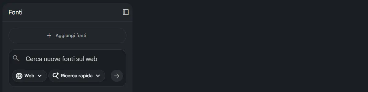 Come usare NotebookLM: la sezione ‘Fonti’.