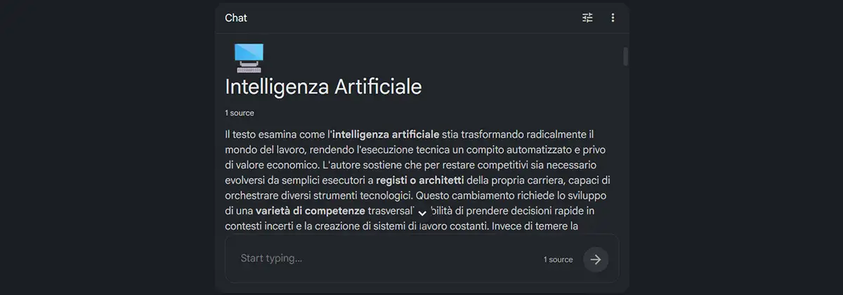 Come usare NotebookLM: la sezione ‘Chat’.